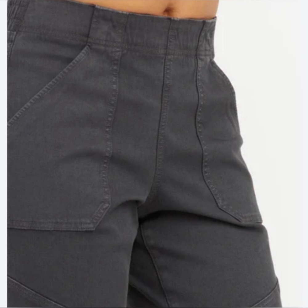 SPANX Stretch Twill Knit Jean Joggers Ankle Zip Utility S Washed Gray Slimming - Picture 3 of 9